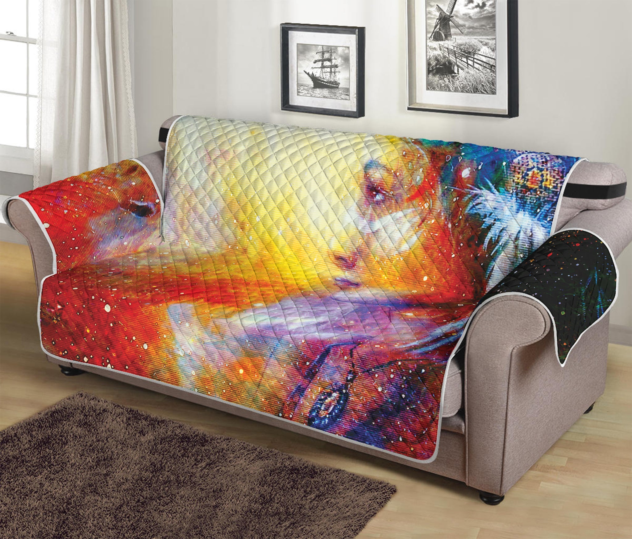 Galaxy Native Indian Woman Print Sofa Protector