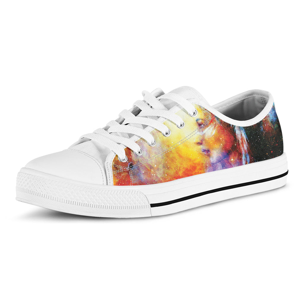 Galaxy Native Indian Woman Print White Low Top Shoes