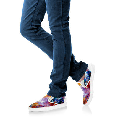 Galaxy Native Indian Woman Print White Slip On Shoes