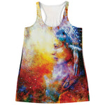 Galaxy Native Indian Woman Print Women's Racerback Tank Top