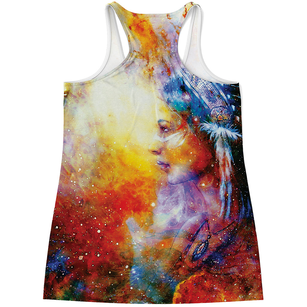 Galaxy Native Indian Woman Print Women's Racerback Tank Top