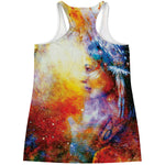Galaxy Native Indian Woman Print Women's Racerback Tank Top