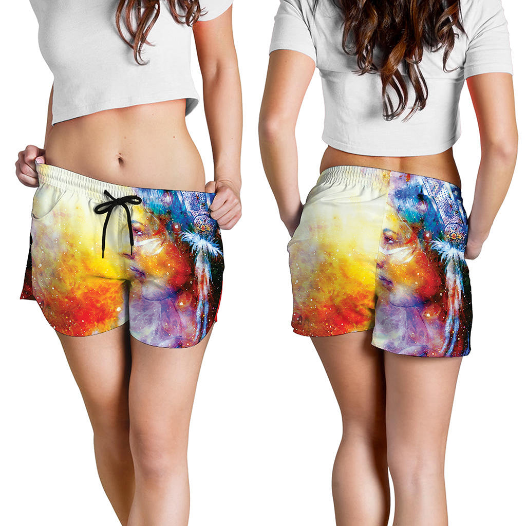 Galaxy Native Indian Woman Print Women's Shorts