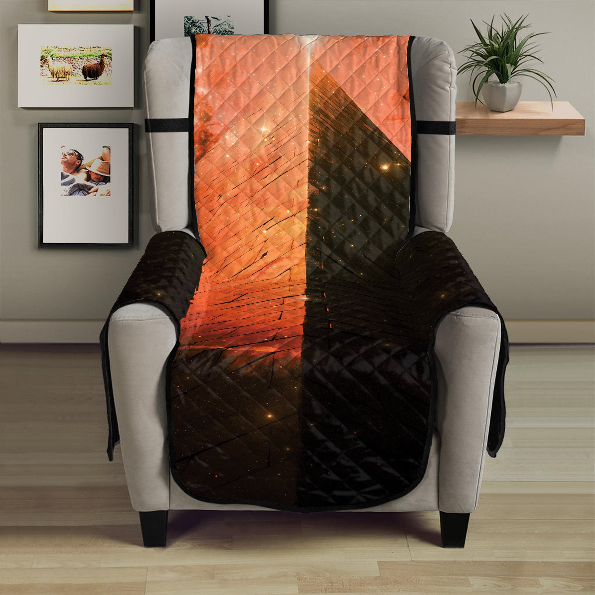 Galaxy Pyramid Print Armchair Protector