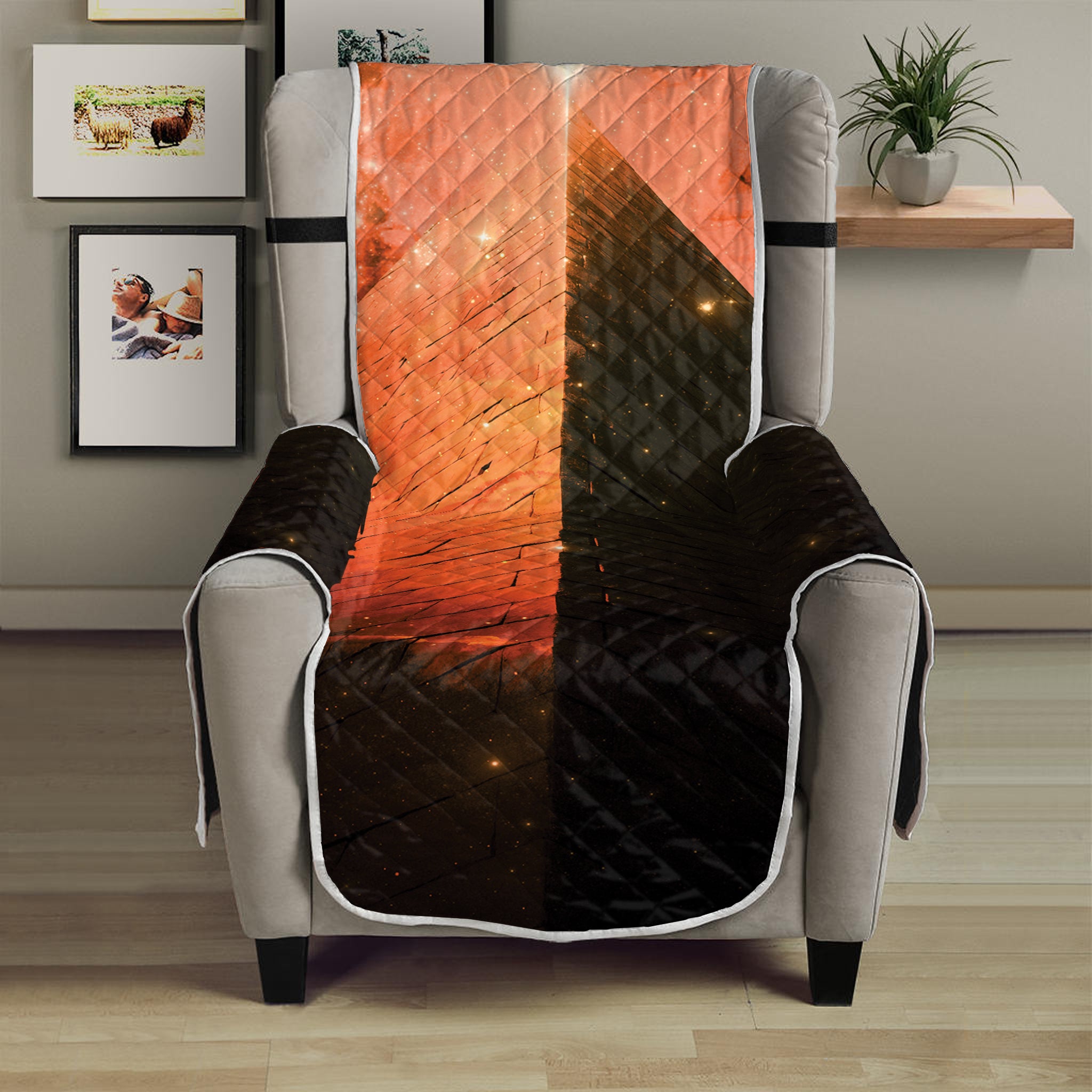 Galaxy Pyramid Print Armchair Protector