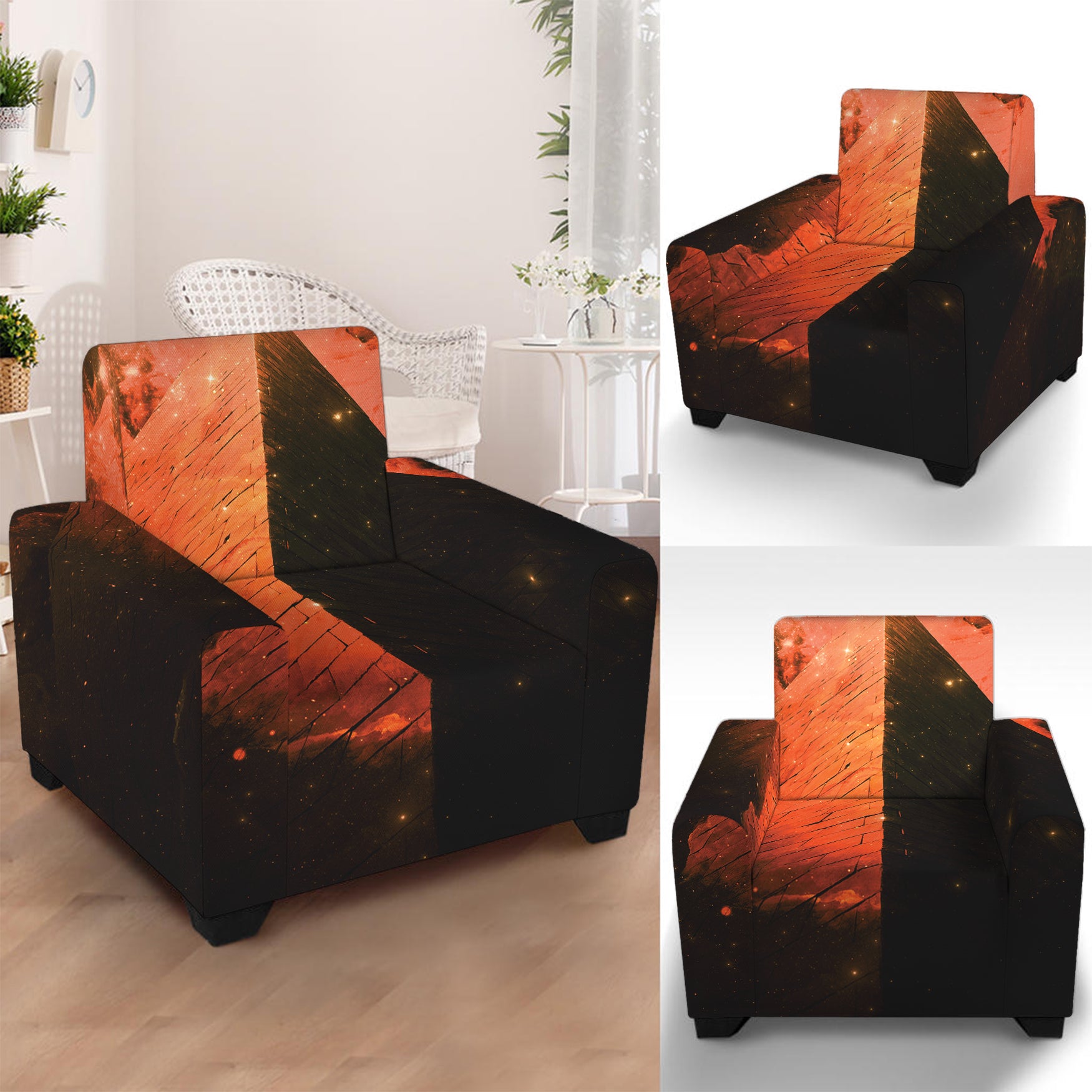 Galaxy Pyramid Print Armchair Slipcover