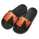 Galaxy Pyramid Print Black Slide Sandals