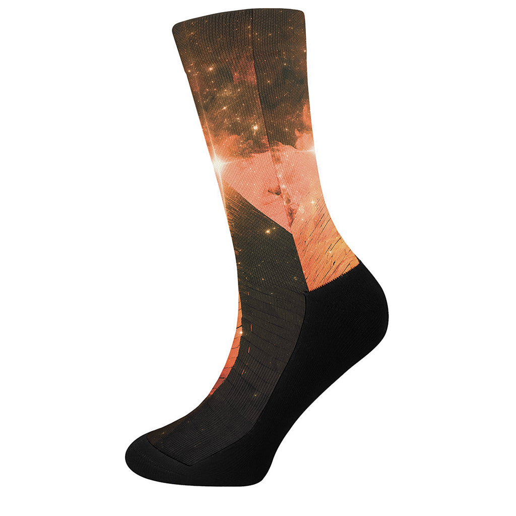 Galaxy Pyramid Print Crew Socks