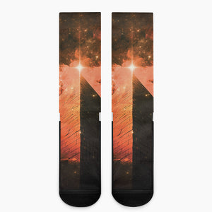 Galaxy Pyramid Print Crew Socks