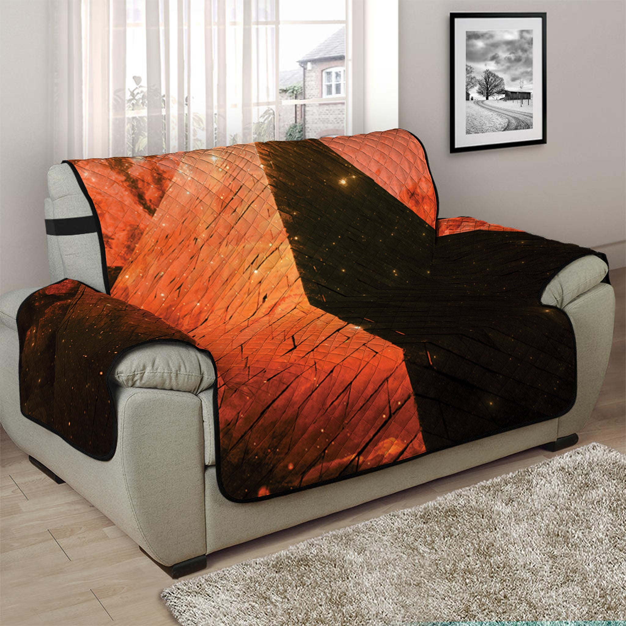 Galaxy Pyramid Print Half Sofa Protector