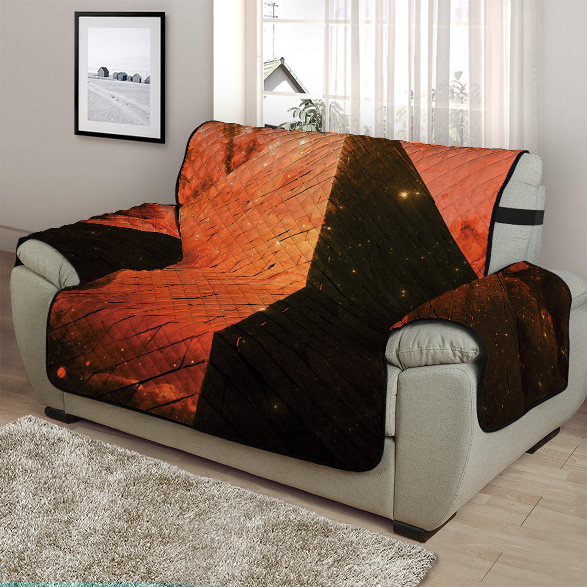 Galaxy Pyramid Print Half Sofa Protector