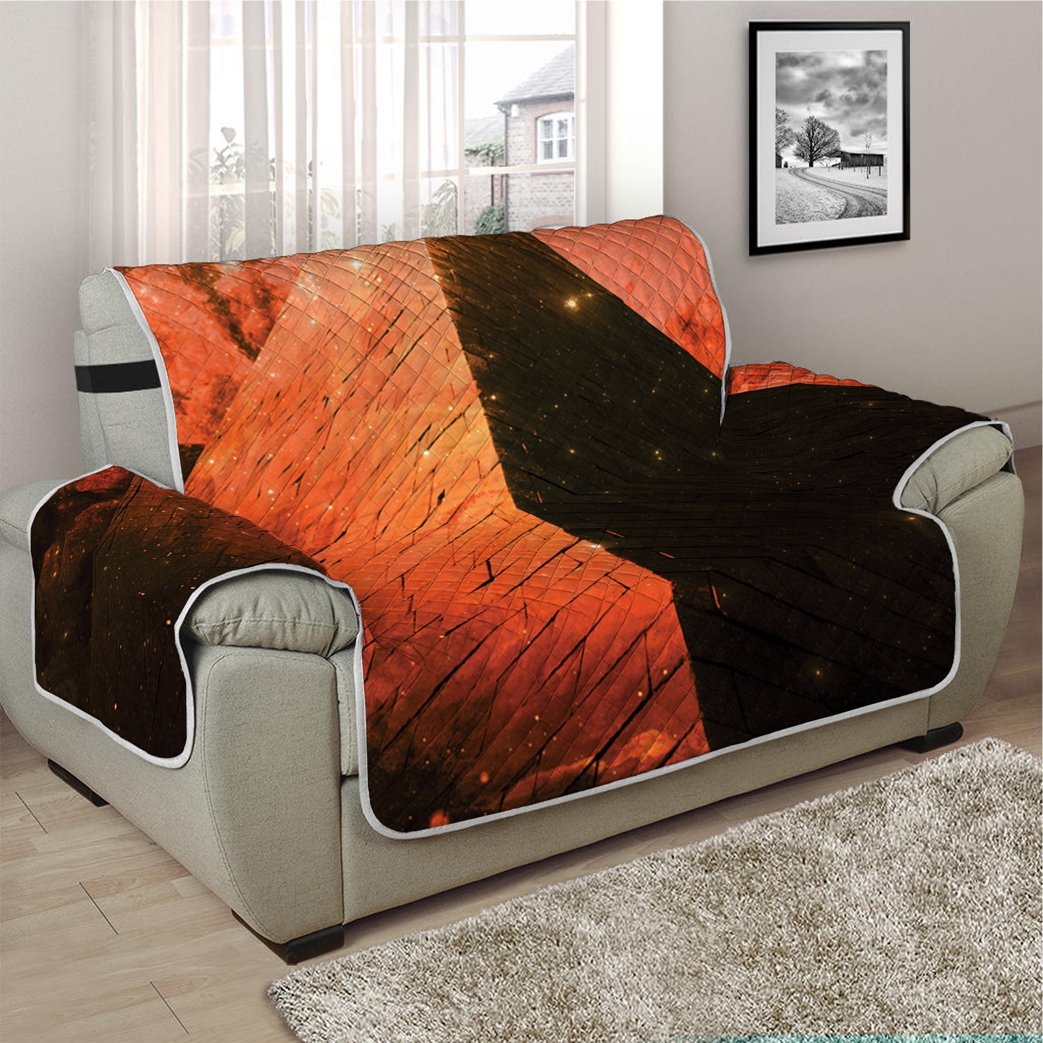 Galaxy Pyramid Print Half Sofa Protector