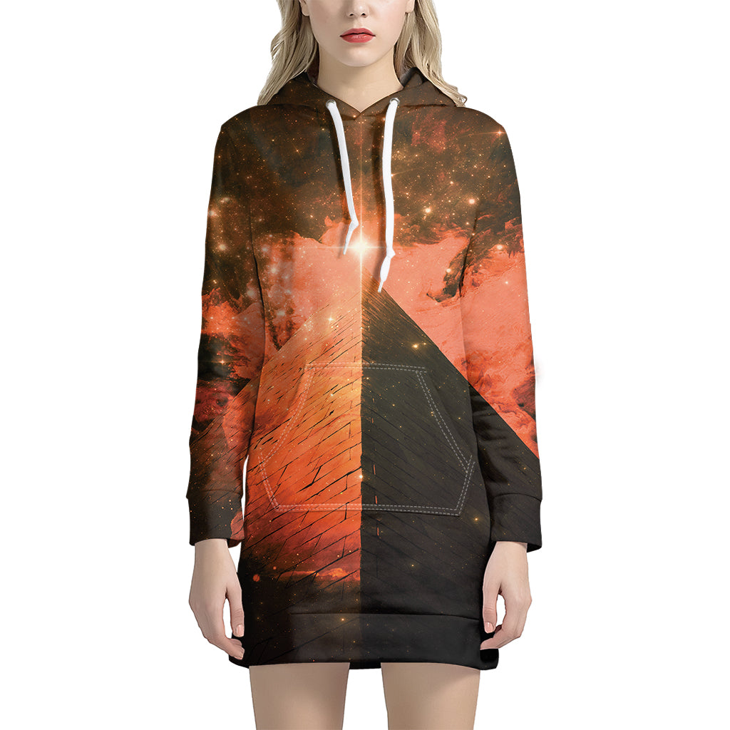 Galaxy Pyramid Print Hoodie Dress