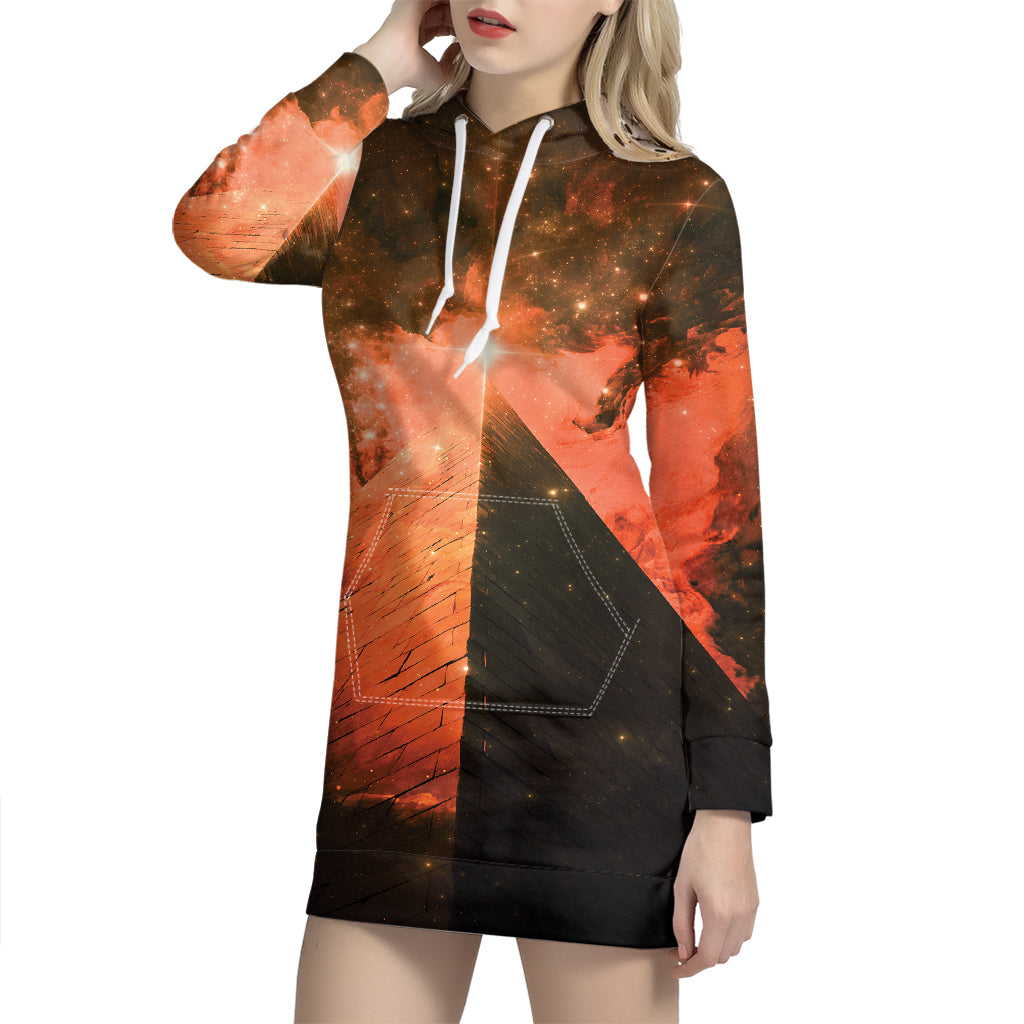 Galaxy Pyramid Print Hoodie Dress