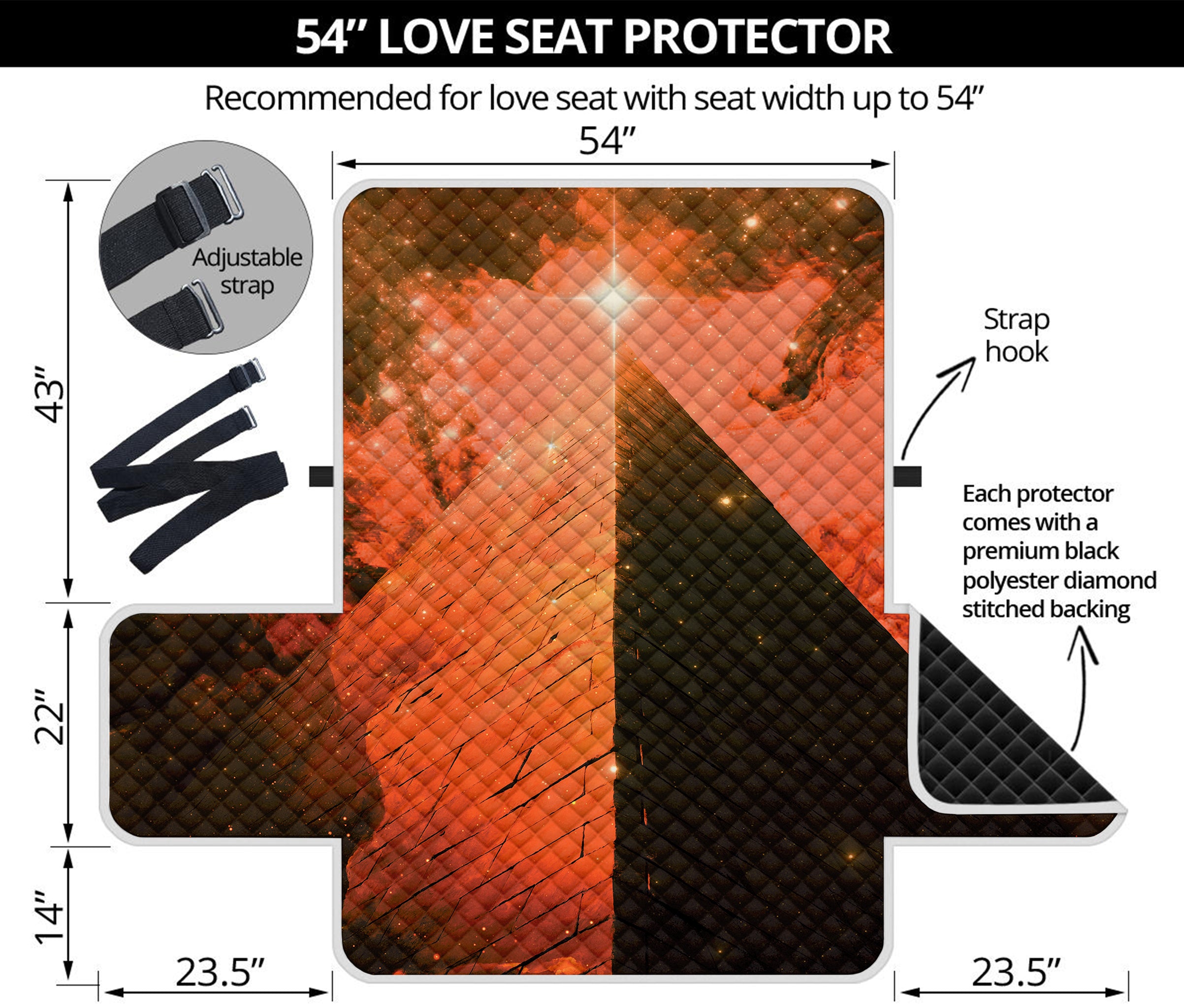 Galaxy Pyramid Print Loveseat Protector