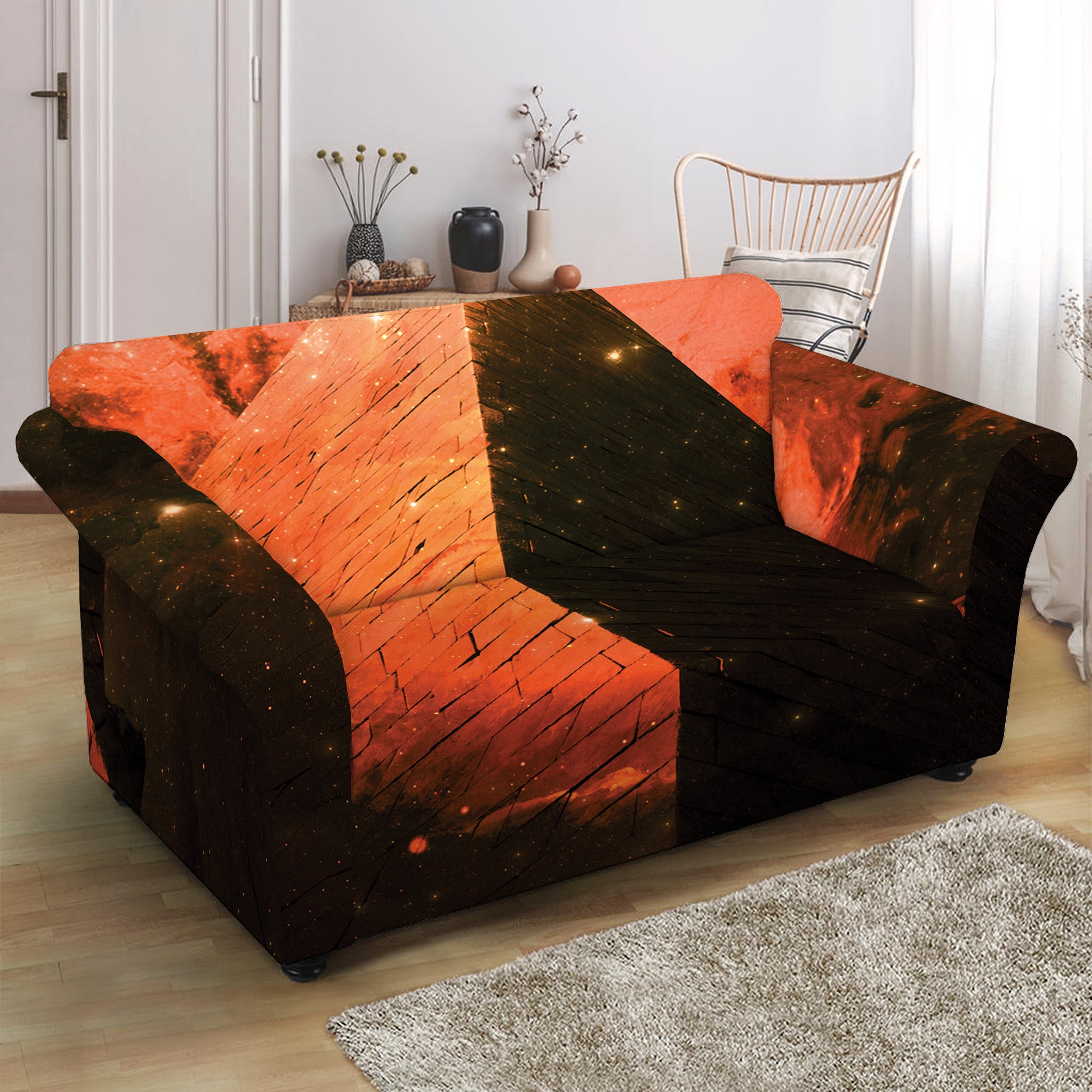 Galaxy Pyramid Print Loveseat Slipcover