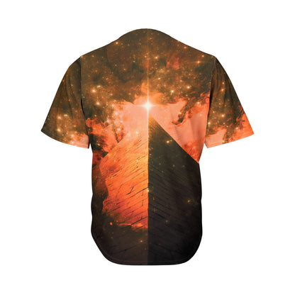 Galaxy Pyramid Print Men's Baseball Jersey