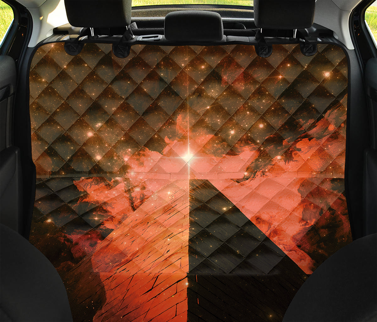 Galaxy Pyramid Print Pet Car Back Seat Cover