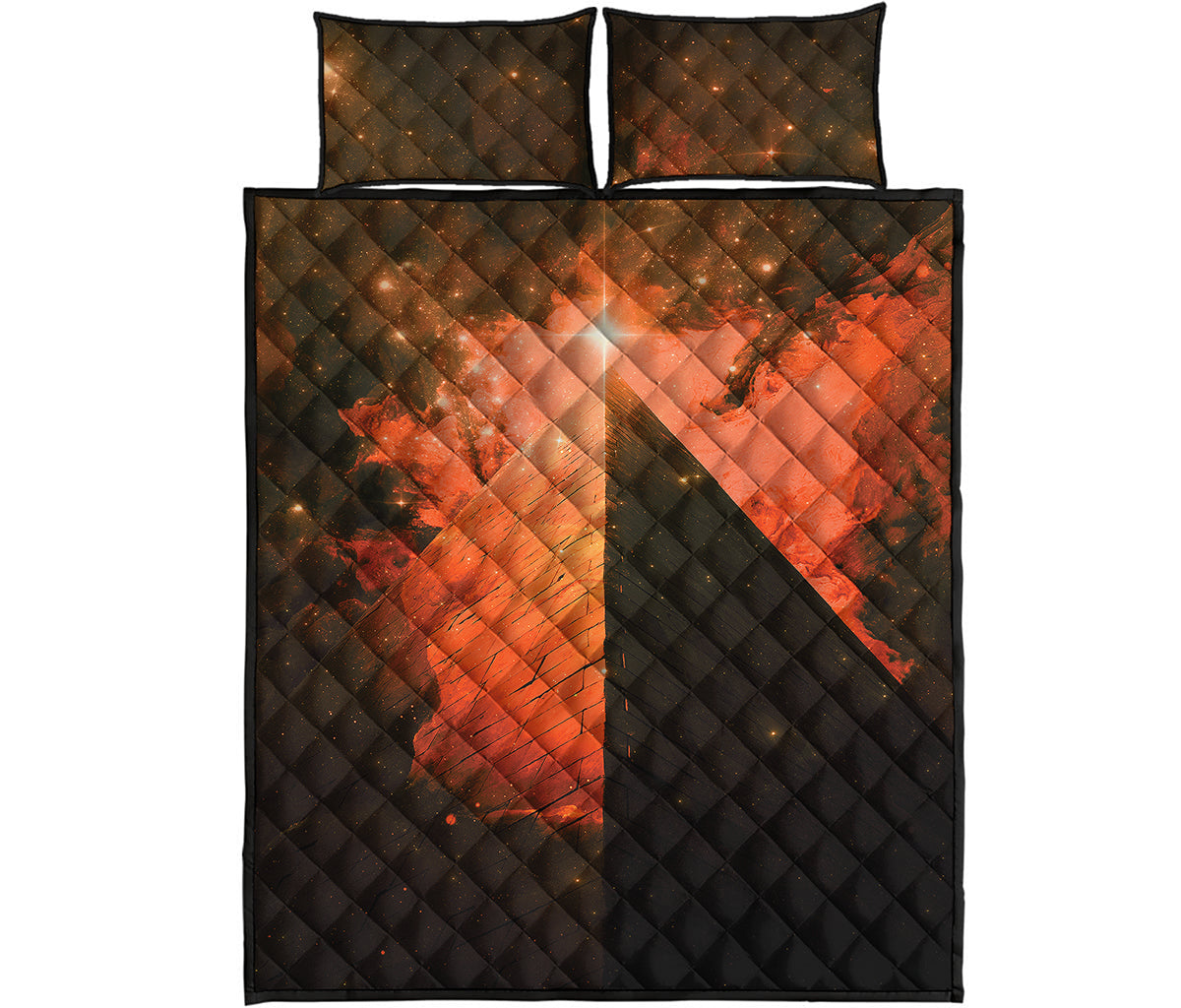 Galaxy Pyramid Print Quilt Bed Set