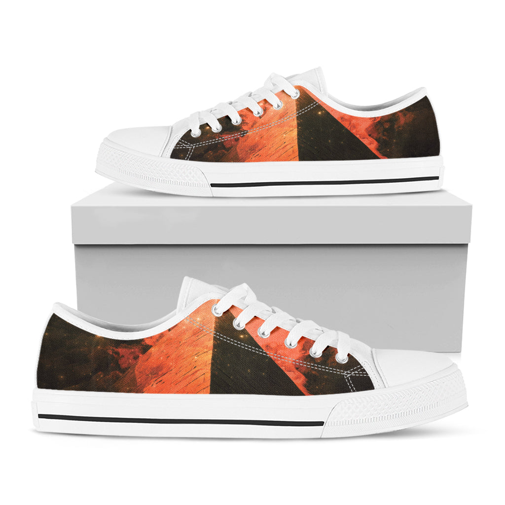 Galaxy Pyramid Print White Low Top Shoes