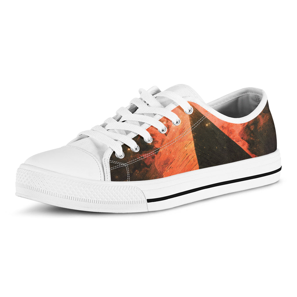 Galaxy Pyramid Print White Low Top Shoes