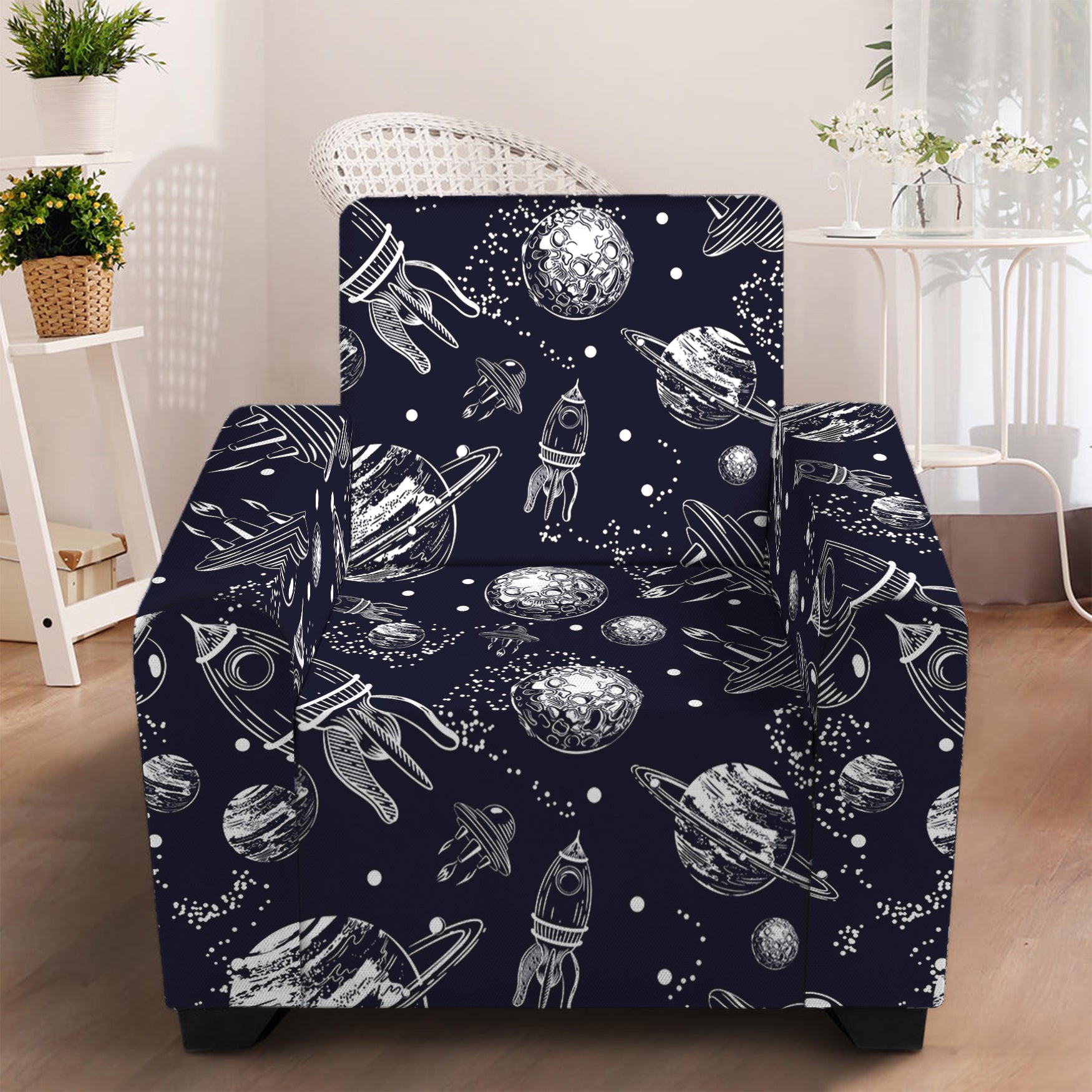 Galaxy UFO Pattern Print Armchair Slipcover