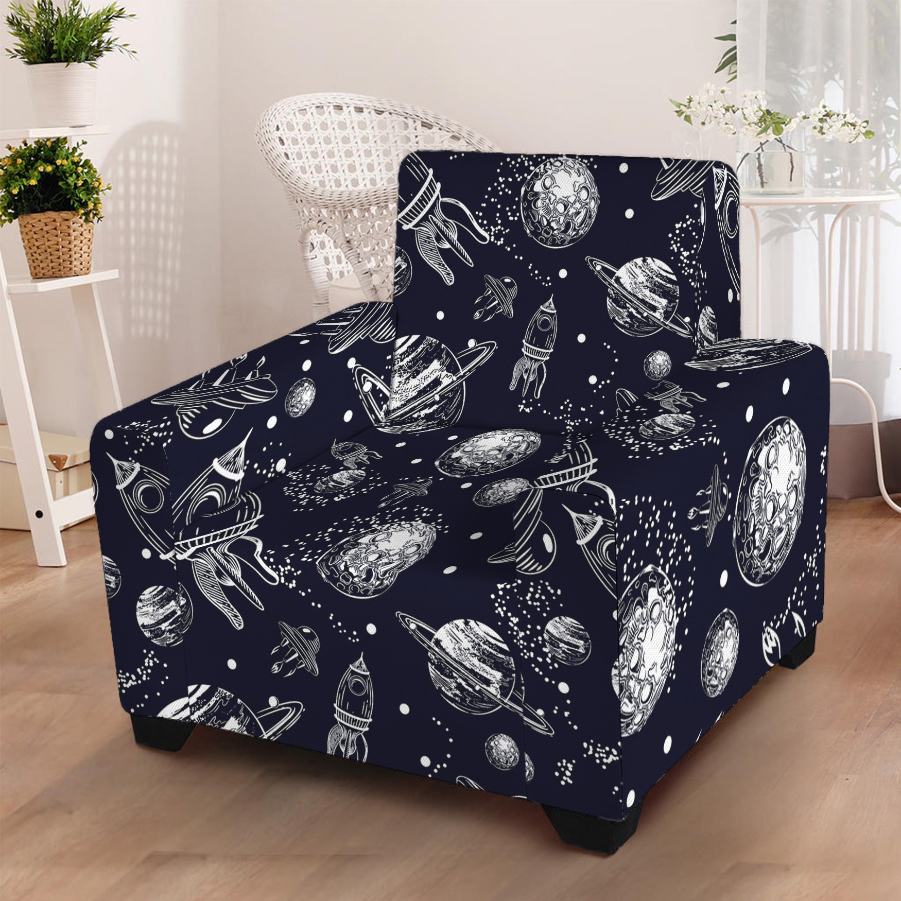 Galaxy UFO Pattern Print Armchair Slipcover