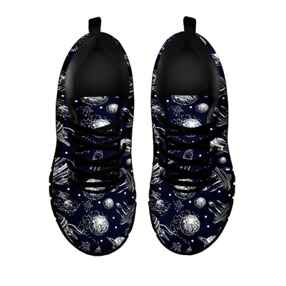 Galaxy UFO Pattern Print Black Sneakers