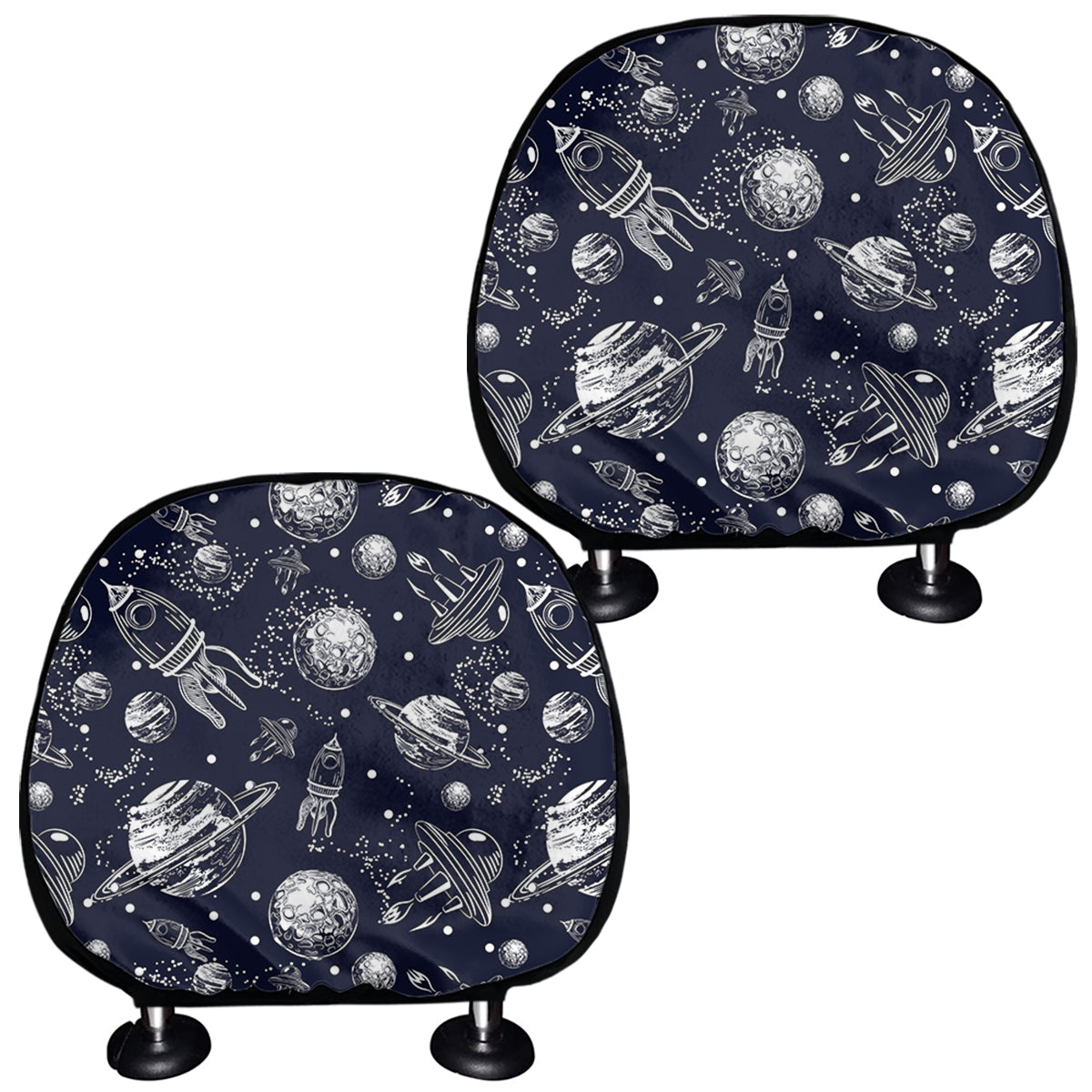 Galaxy UFO Pattern Print Car Headrest Covers