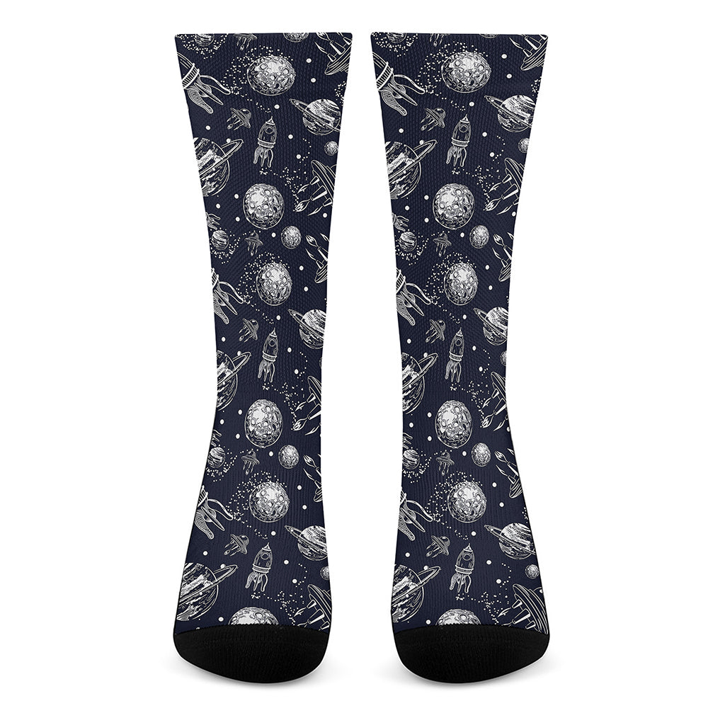 Galaxy UFO Pattern Print Crew Socks