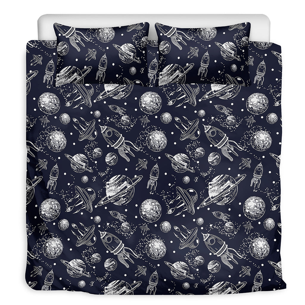 Galaxy UFO Pattern Print Duvet Cover Bedding Set