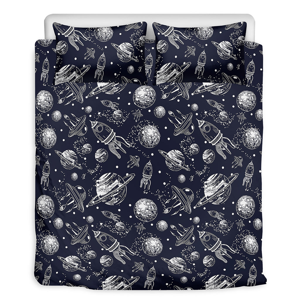 Galaxy UFO Pattern Print Duvet Cover Bedding Set