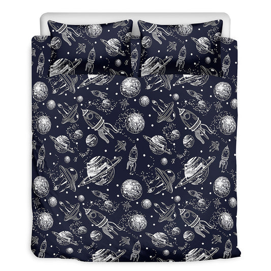 Galaxy UFO Pattern Print Duvet Cover Bedding Set