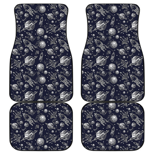 Galaxy UFO Pattern Print Front and Back Car Floor Mats
