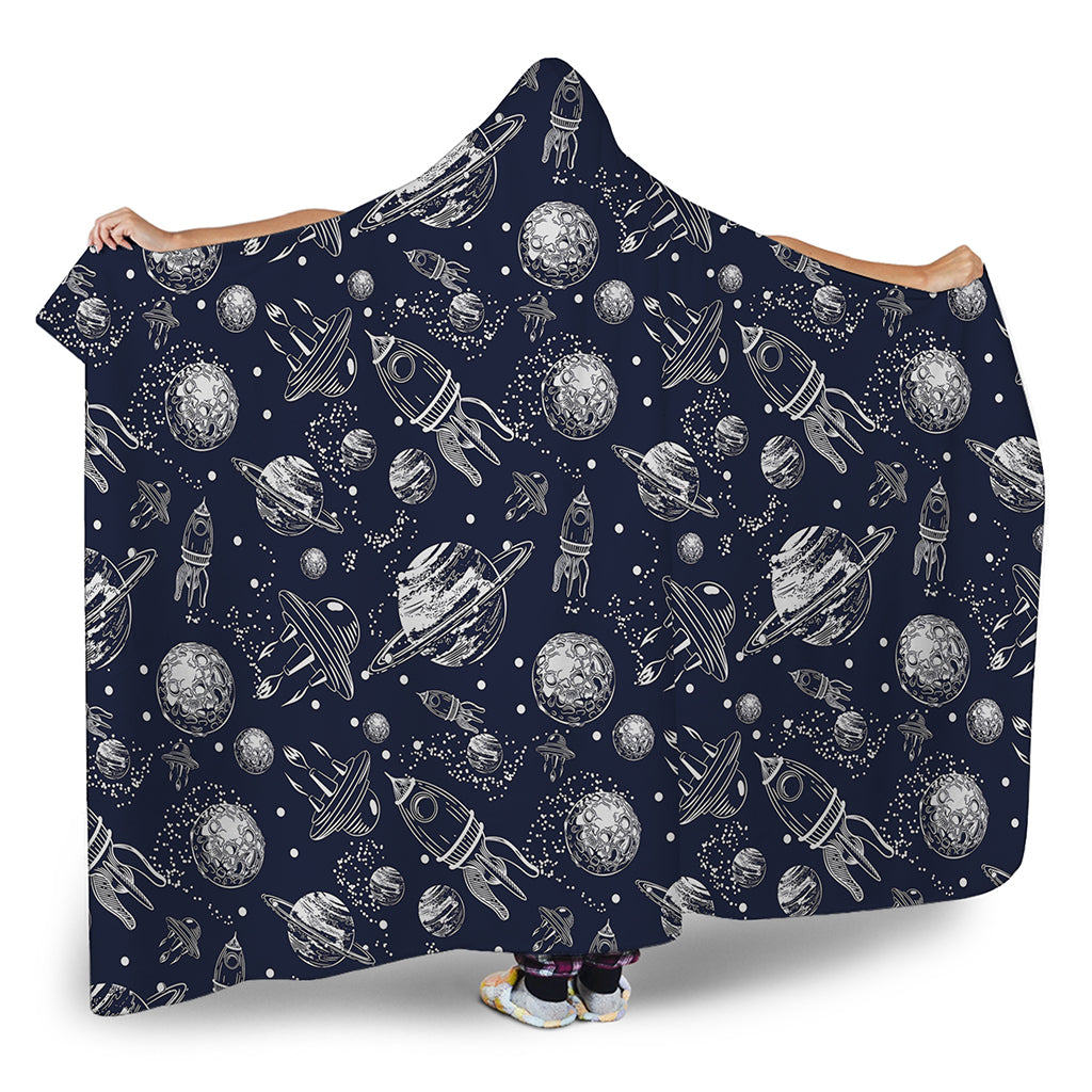 Galaxy UFO Pattern Print Hooded Blanket