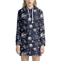 Galaxy UFO Pattern Print Pullover Hoodie Dress