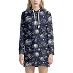 Galaxy UFO Pattern Print Hoodie Dress