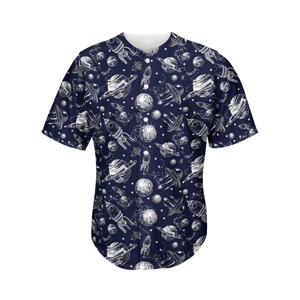 Galaxy UFO Pattern Print Men's Baseball Jersey