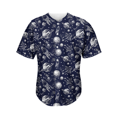 Galaxy UFO Pattern Print Men's Baseball Jersey