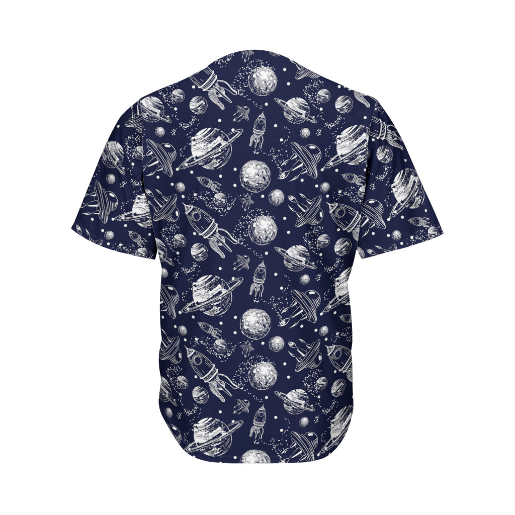 Galaxy UFO Pattern Print Men's Baseball Jersey
