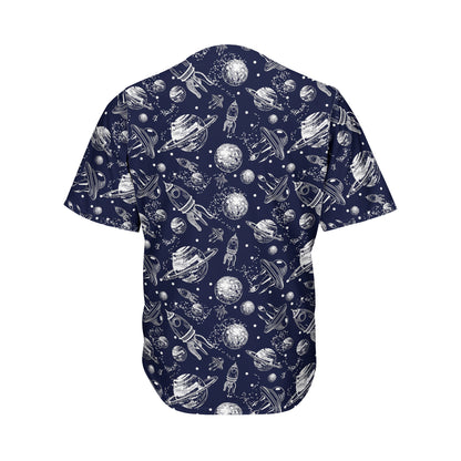 Galaxy UFO Pattern Print Men's Baseball Jersey