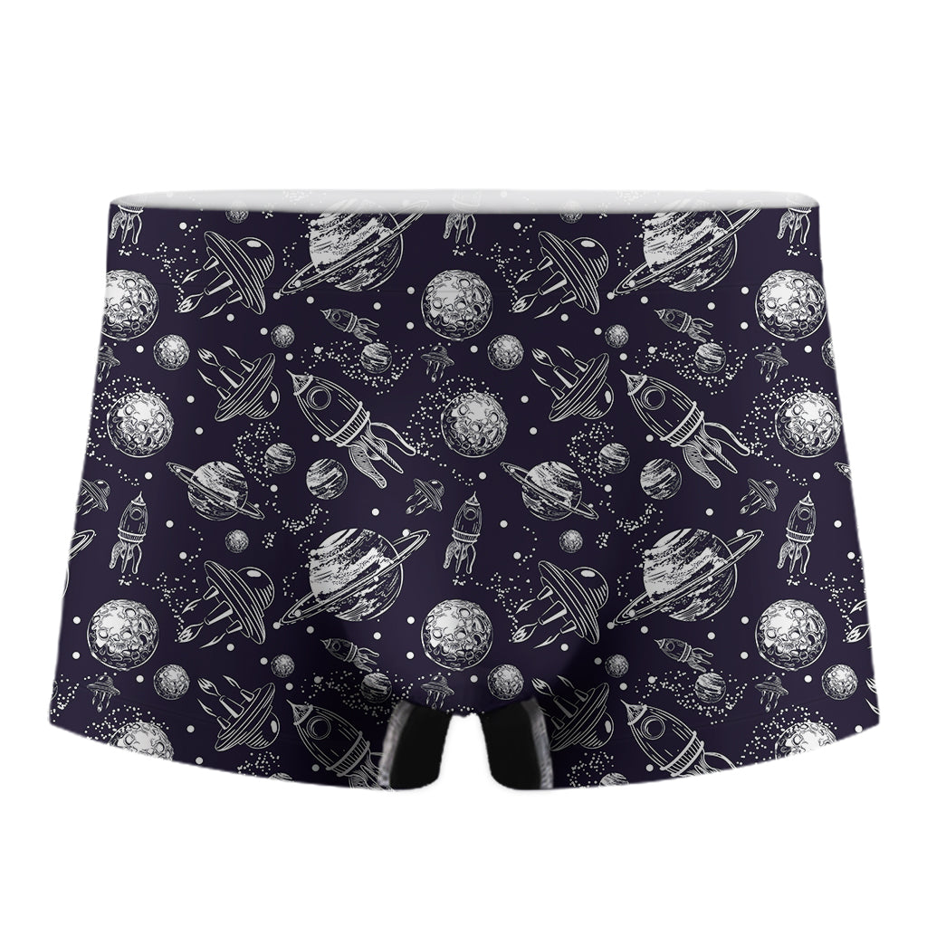 Galaxy UFO Pattern Print Men's Boxer Briefs