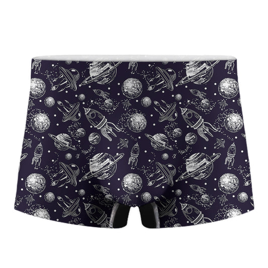 Galaxy UFO Pattern Print Men's Boxer Briefs