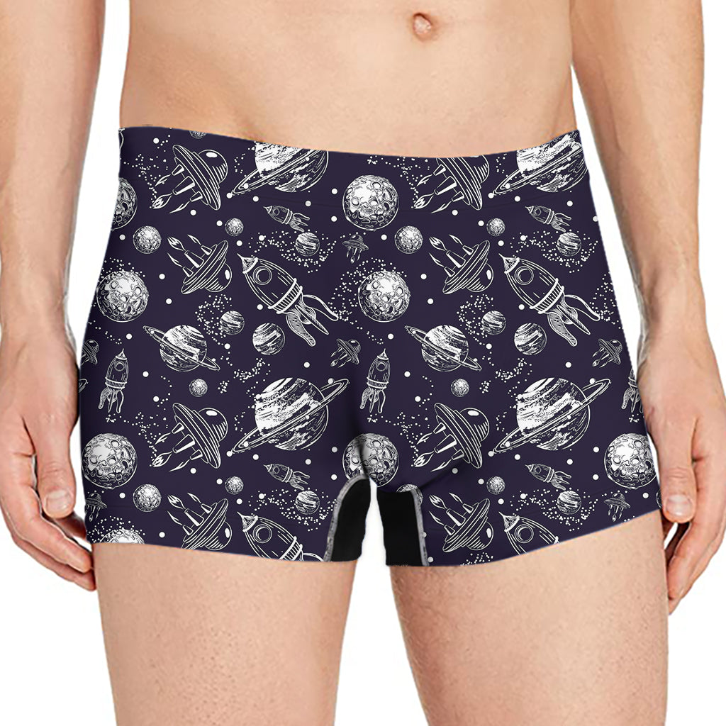 Galaxy UFO Pattern Print Men's Boxer Briefs