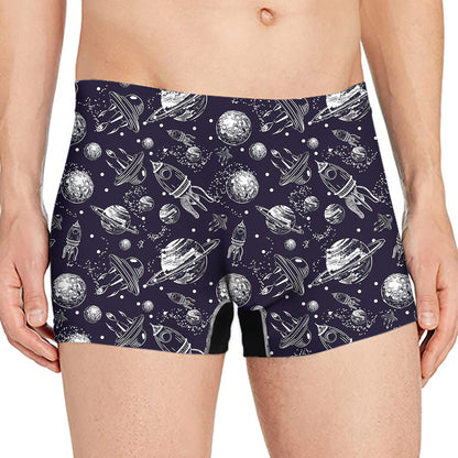 Galaxy UFO Pattern Print Men's Boxer Briefs