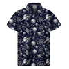Galaxy UFO Pattern Print Men's Short Sleeve Shirt