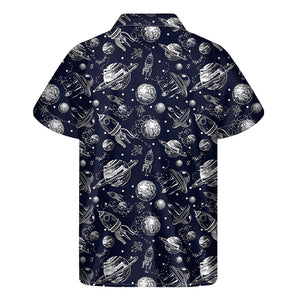 Galaxy UFO Pattern Print Men's Short Sleeve Shirt