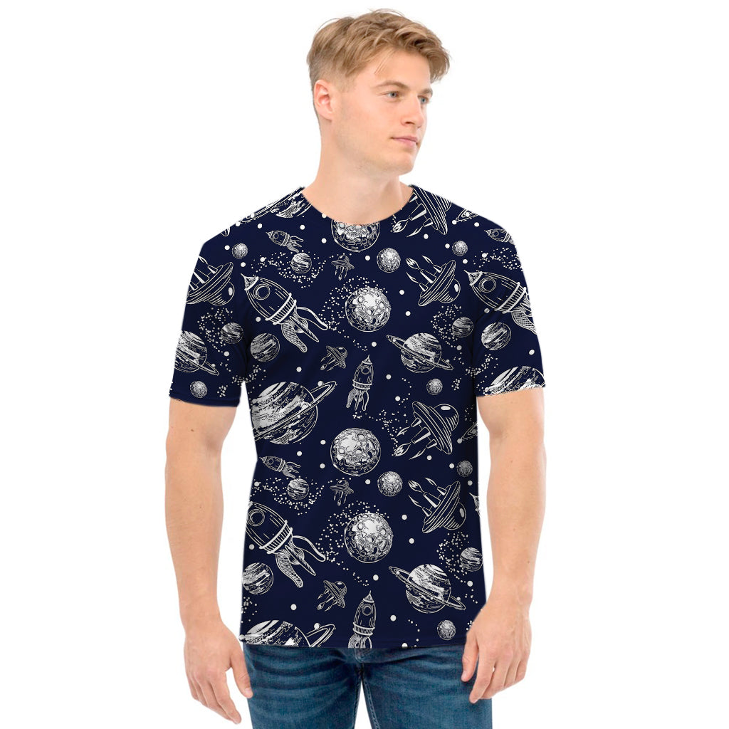 Galaxy UFO Pattern Print Men's T-Shirt