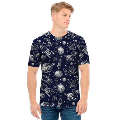 Galaxy UFO Pattern Print Men's T-Shirt