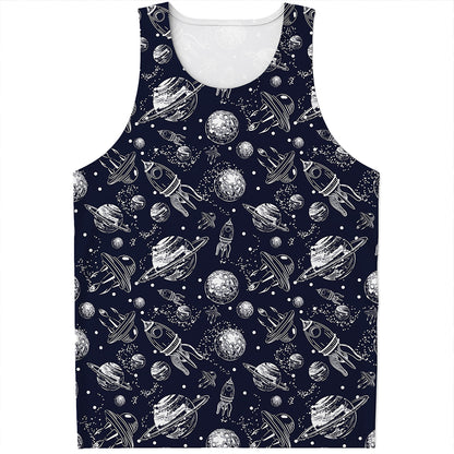 Galaxy UFO Pattern Print Men's Tank Top